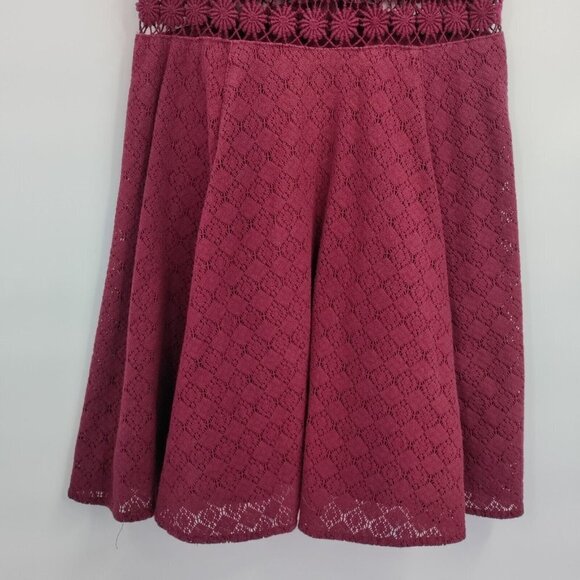 Free People Sleeveless Mesh Lace Crochet Pleated Mini Dress Fit & Flare Women 4 - Picture 3 of 12